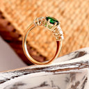 Yellow Gold Round Cut Tsavorite Ring with Six Diamond Shoulder Accent