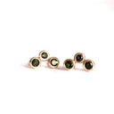 Yellow Gold Round Drop Green Tourmaline Earrings