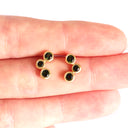 Yellow Gold Round Drop Green Tourmaline Earrings