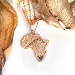 Africa Lion Tanzanite With Diamond Accent Rose Gold Pendant