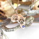 Africa Map Cut Out Paw Prints with Tanzanite in Rose Gold