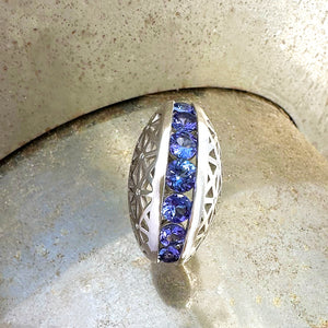 Afrogem Tanzanite And Diamond Raised Pattern Statement Ring