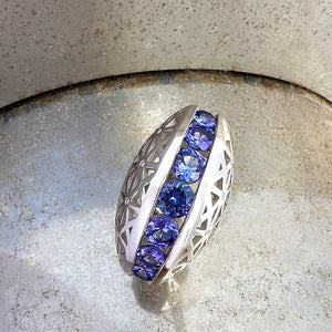 Afrogem Tanzanite And Diamond Raised Pattern Statement Ring