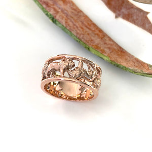 Double Facing Lions Rose Gold Ring