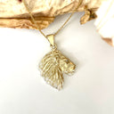 Magnificent Lions Head Profile Yellow Gold Pendant