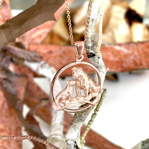 Loving Lioness and Cub Rose Gold Pendant