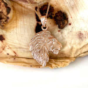 Magnificent Lions Head Profile Rose Gold Pendant