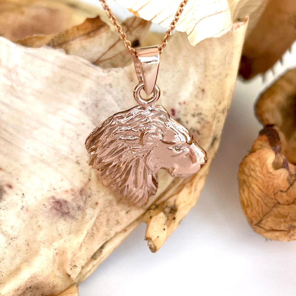 Magnificent Lions Head Profile Rose Gold Pendant Afrogem Jewellers