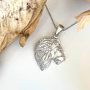 Magnificent Lions Head Profile White Gold Pendant