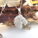 Magnificent Lions Head Profile White Gold Pendant