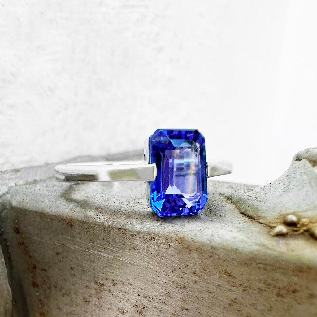 Octagonal Cut Tanzanite Ring