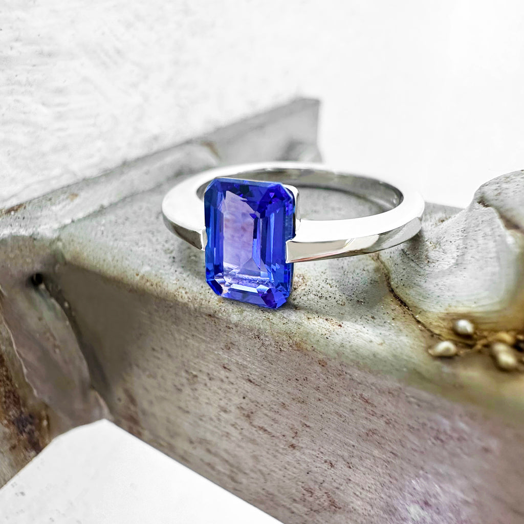 Octagonal Cut Tanzanite Ring