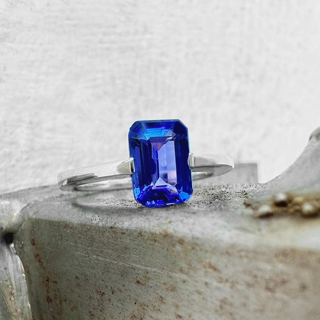 Octagonal Cut Tanzanite Ring