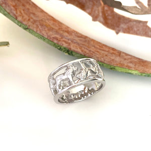 Double Facing Lions White Gold Ring
