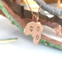 Petite Paw Print Rose Gold Africa Map Pendant