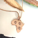Petite Paw Print Rose Gold Africa Map Pendant