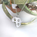 Petite Paw Print White Gold Africa Map Pendant