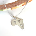 Petite Paw Print White Gold Africa Map Pendant