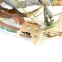 Petite Paw Print Yellow Gold Africa Map Pendant