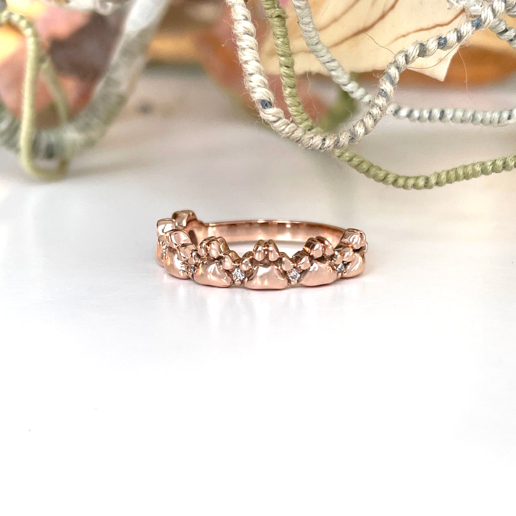 Playful Paw Print with Diamond Accent Rose Gold Ring