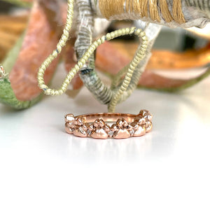 Playful Paw Print with Diamond Accent Rose Gold Ring
