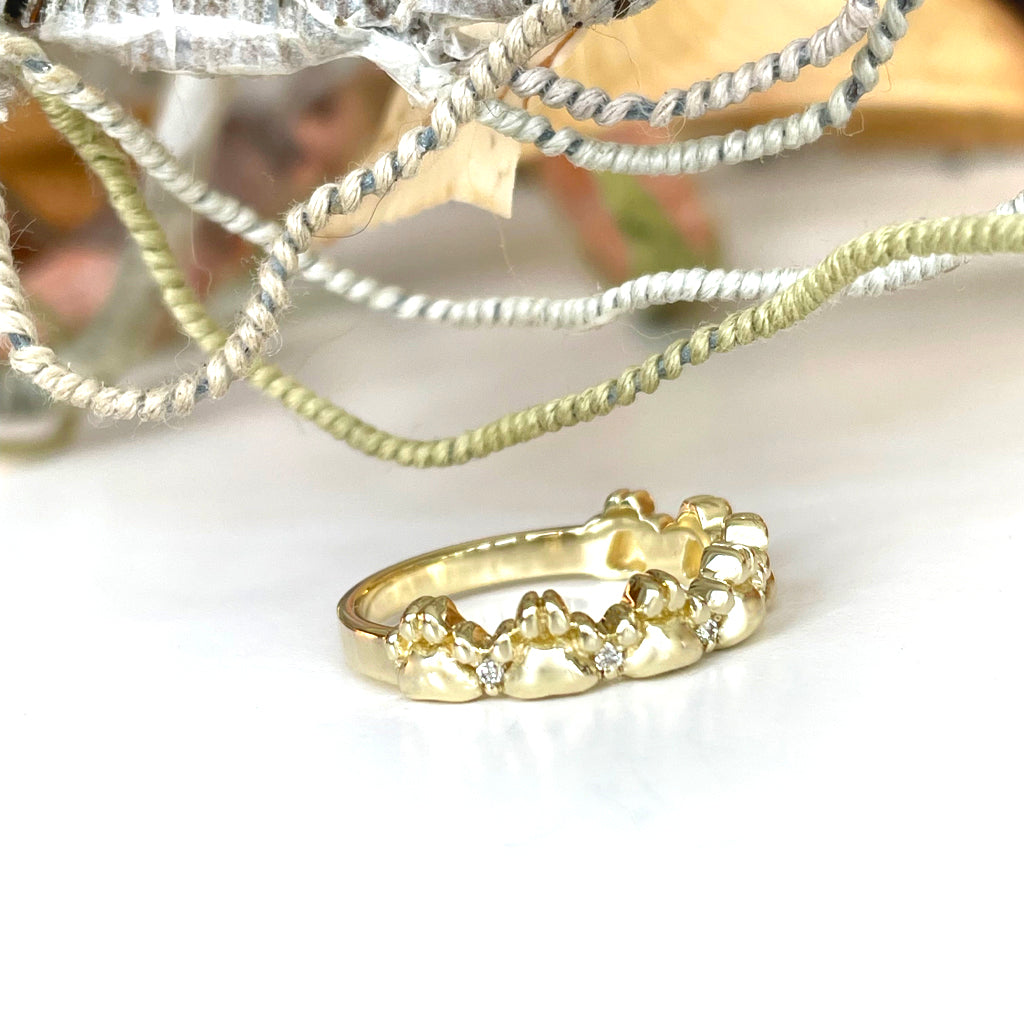 Playful Paw Print with Diamond Accent Yellow Gold Ring