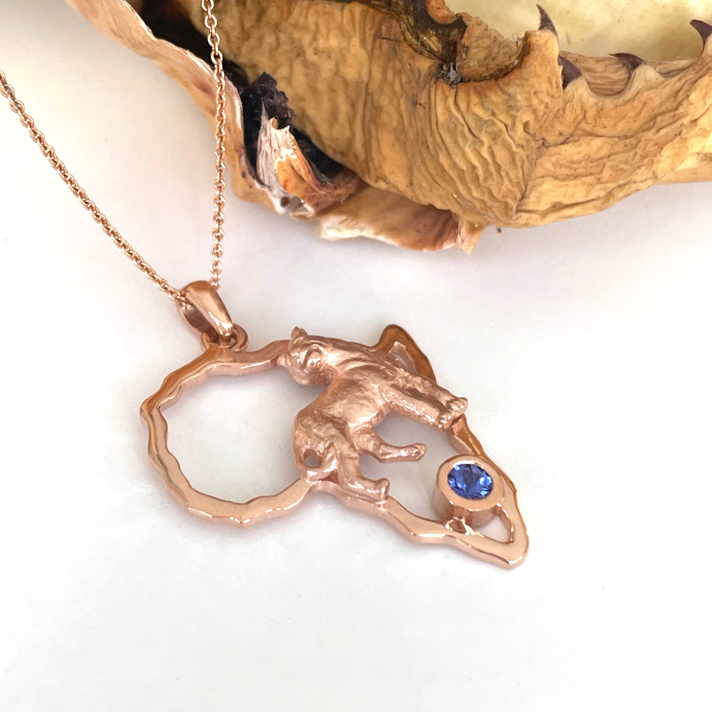 Powerful Lioness Africa Rose Gold Pendant