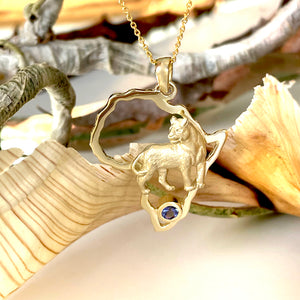 Powerful Lioness Africa Yellow Gold Pendant