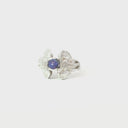 Double Elephant Head Ring with Tanzanite in White Gold