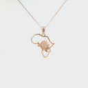 Map of Africa Rose Gold Protea Pendant