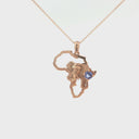 Striking Elephant Africa Map and Tanzanite Rose Gold Pendant