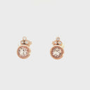 Round Cut Morganite Earrings with Trilogy Accent