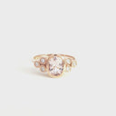 Oval Rose Gold Morganite Ring with Double Diamond Shoulder Trilogy Accents