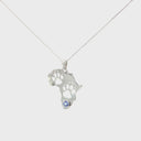 Silver Africa Map Cut Out Paw Prints with Tanzanite Pendant