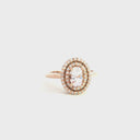 Glamorous Oval Morganite and Double Diamond Halo Rose Gold Ring