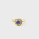 Vintage Inspired Cushion Cut Tanzanite Yellow Gold Ring