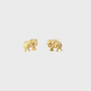 Elephant Yellow Gold and Diamond Studs