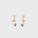 Tanzanite Bird of Paradise Yellow Gold Drop Earrings