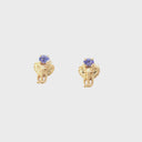 Relief Elephant Tanzanite Yellow Gold Studs