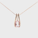 Split Rose Gold Oval Morganite Pendant with Diamond Stripe Highlight