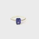 Must Have Octagonal Tanzanite Diamond Band Yellow Gold Ring