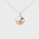 Gold Circular Table Mountain pendant with Tanzanite Highlight in Rose Gold