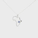 Africa Map Outline With Tanzanite Accent in White Gold