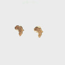 Gorgeous Yellow Gold Africa Map Studs with Brushed Gold Centers