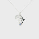 Africa Map Cut Out Paw Prints with Tanzanite in White Gold