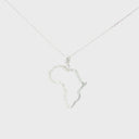 Diamond and White Gold Africa Map Pendant