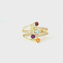Multiband Mixed Rainbow Gemstones Yellow Gold Ring