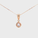Elegant Tube Set Round Cut Morganite and Diamond Rose Gold Pendant