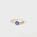 Subtlety Decadent Round Cut Tanzanite Diamond Band Highlight Rose Gold Ring