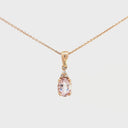 Rose Gold Oval Morganite Pendant with Trilogy Diamond Highlight